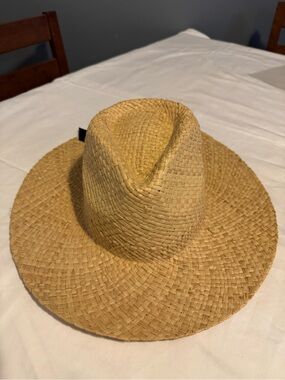Talbots Natural Woven Straw Fedora Sun Hat Black Bow NWT